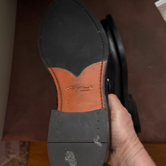 Santoni Dark Leather Buckle Loafers - Picture 2 of 8